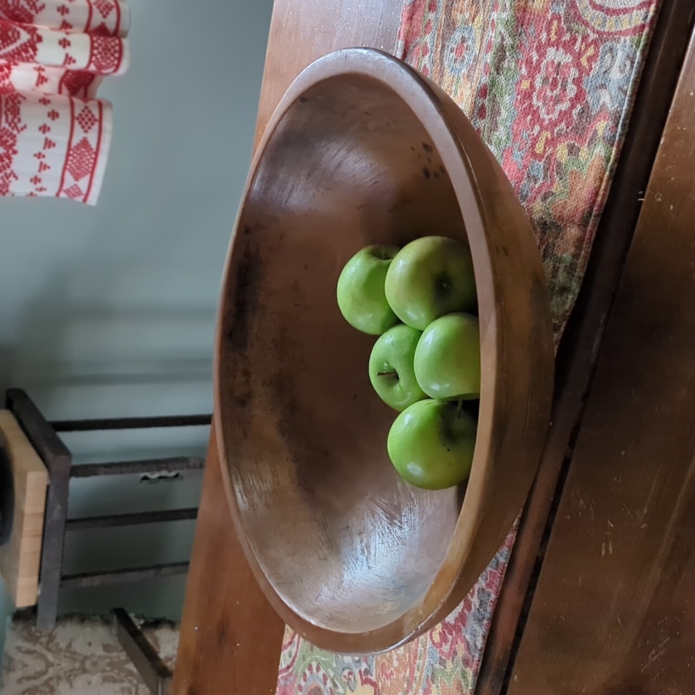Very Large Wooden Primitive Dough Bowl 16in